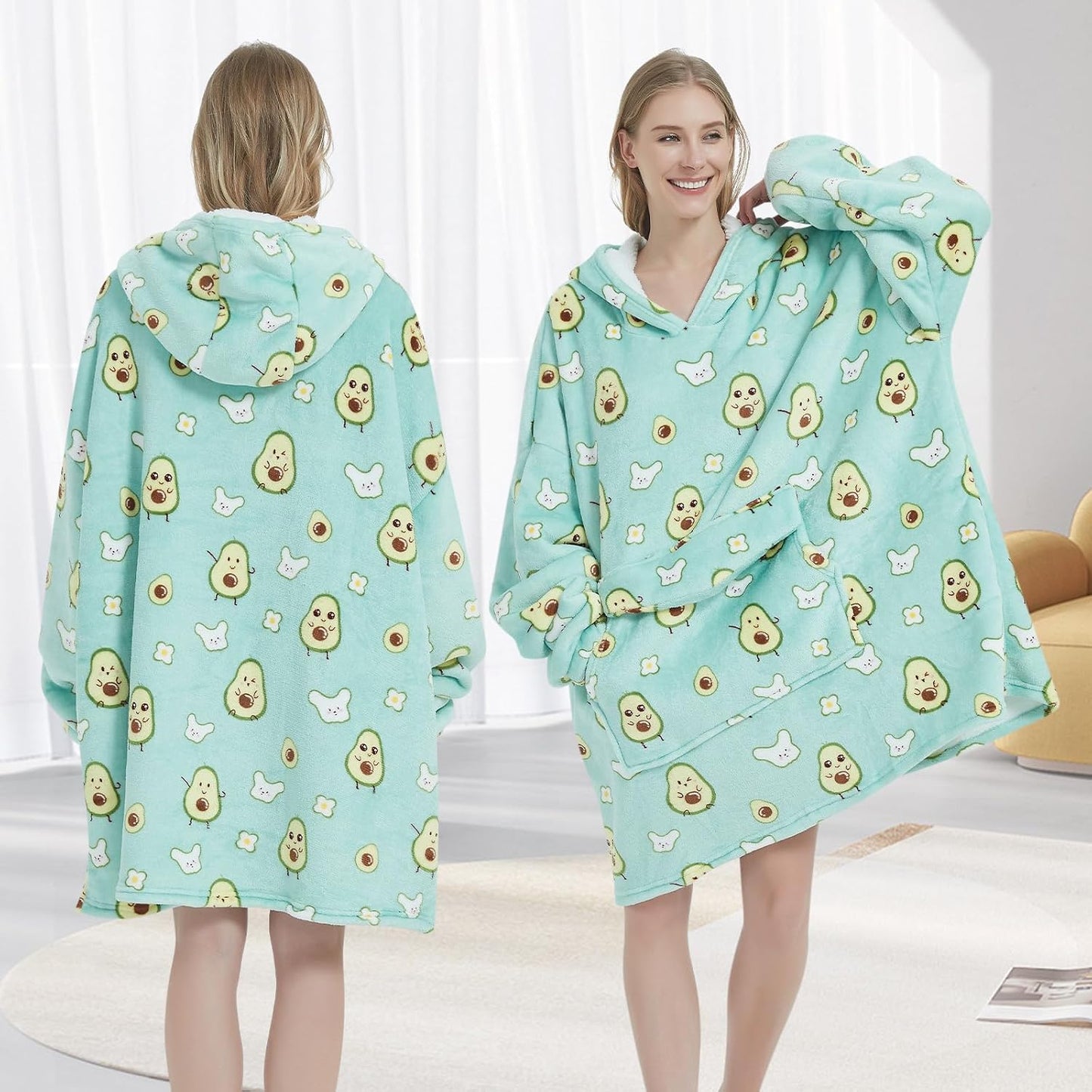 Fiosnow Sun and Moon Blanket Hoodies for Women and Men Adult Oversize Wearable Blanket Hoodies for Soft and Warm