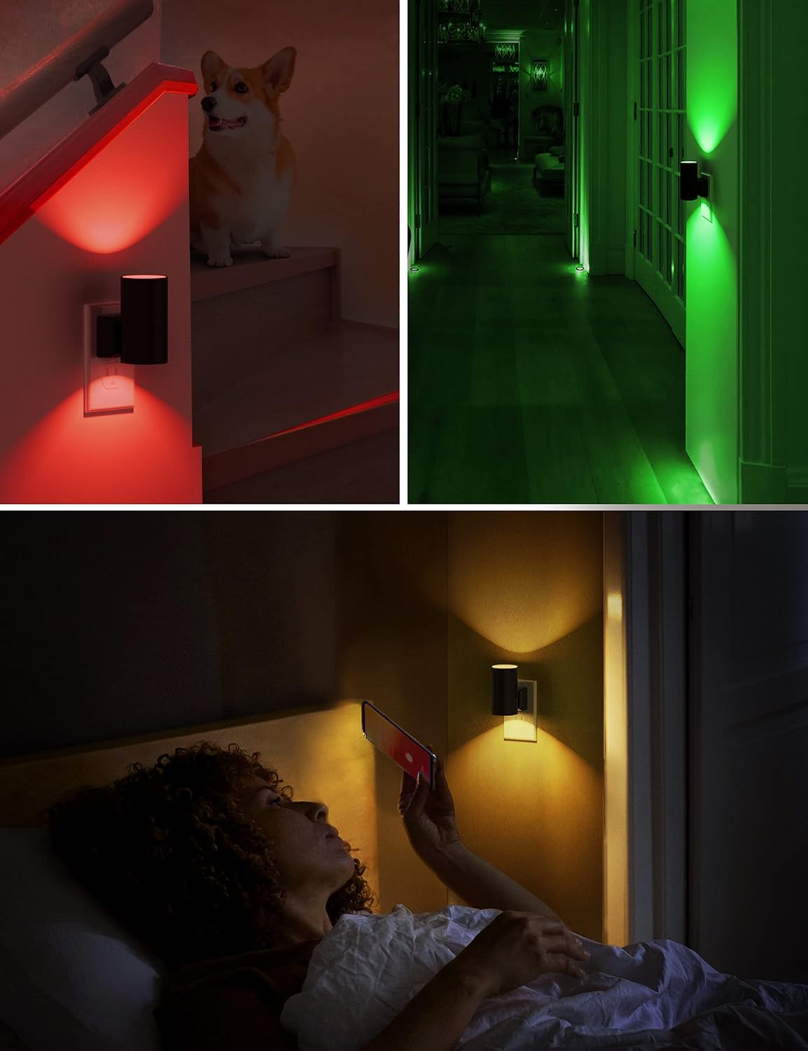 L LOHAS LED Night Light, Amber Nightlight, Dimmable Night Light, Light Sensor, Yellow Nightlight, 0-100LM, Sleep Light for Kids, Soft & Warm Light for Bedroom, Bathroom, 2 Pack