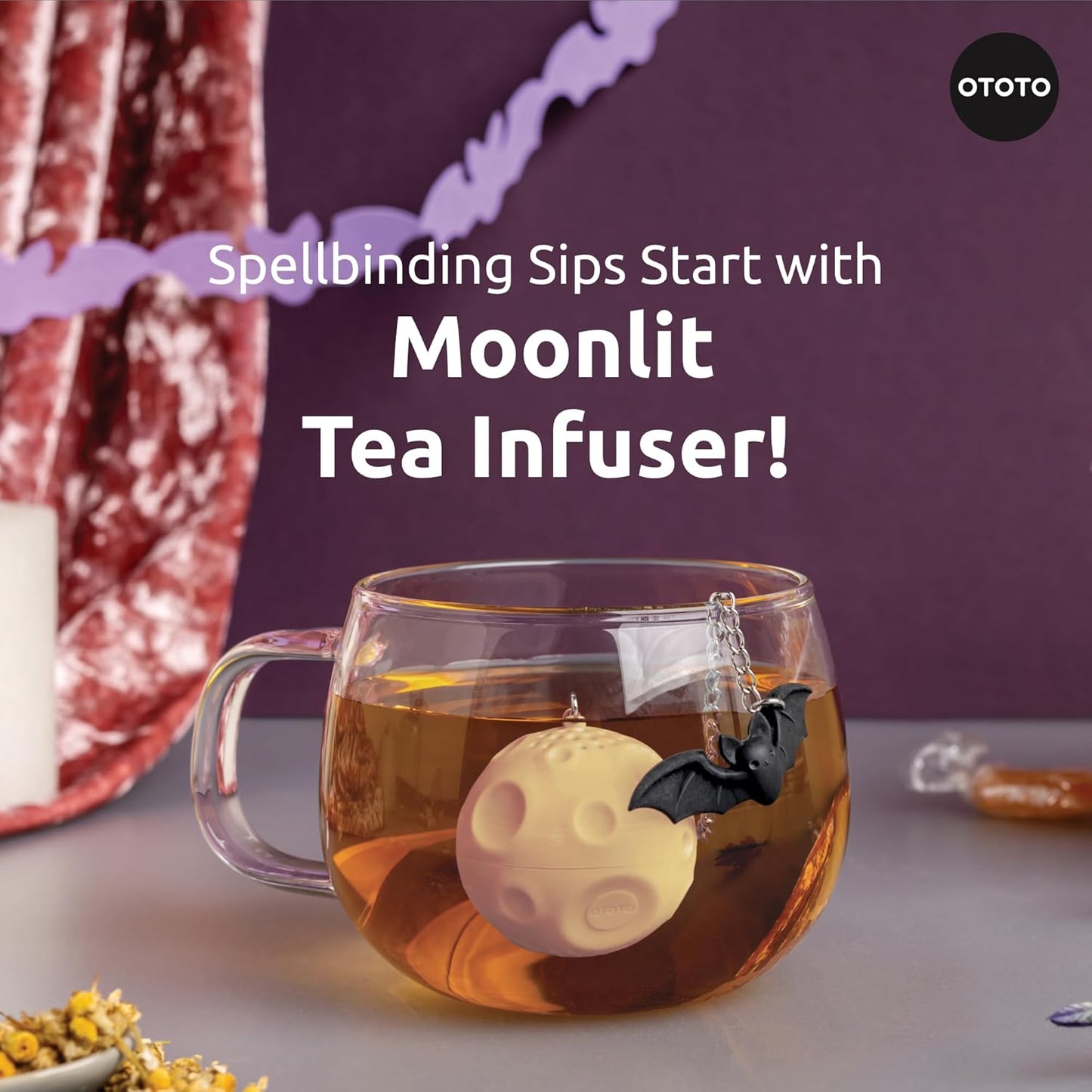 OTOTO Louie Cat Tea Infuser - Cats Loose Leaf Steeper & Diffuser, Tea Strainer Accessories, Cute Gifts for Cat Lovers, White Elephant Gifts, Cute Kitchen Accessories