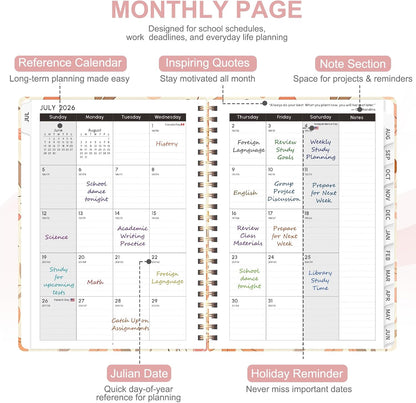 Planner 2026-2027, Weekly and Monthly Calendar Planner, JUL 2026 - JUN 2027 | A5(6.3'' x 8.5''), Hardcover, Agenda Book, Sprial Bound, Inner Pocket, Office and School Use