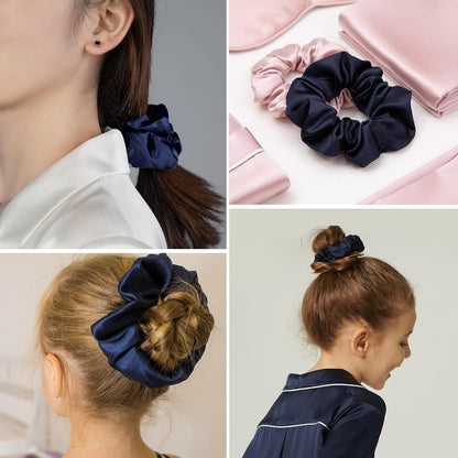 LILYSILK Silk Hair Scrunchies / Ties for Frizz & Breakage Prevention, 100% Mulberry, No Damage, Elastic ponytail Holders, 1Pc, Coffee - Colors A