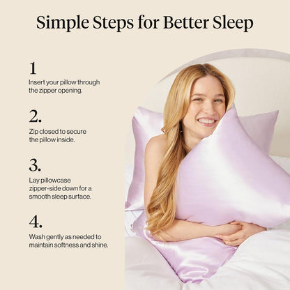 Kitsch Satin Pillowcase with Zipper for Hair & Skin - Softer Than Silk Pillow Cases, Smooth Cooling Satin Pillow Case, Wrinkle-Free, Machine Washable - Pillow Cases Standard Size (19x26) - Blush