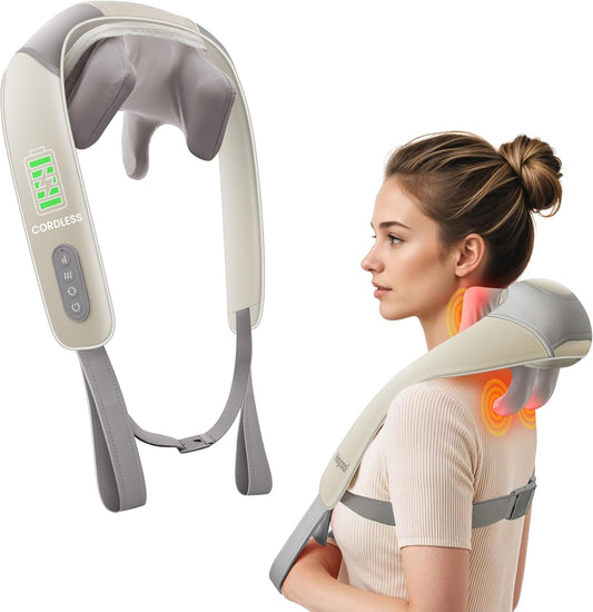 Heycool Cordless Neck Massager with Heat, FSA Eligible HSA 4D Deep Kneading Neck Shoulder Massager for Pain, Shiatsu Back Massager for Shoulder, Gifts for Mom Dad Gifts for Women, Men