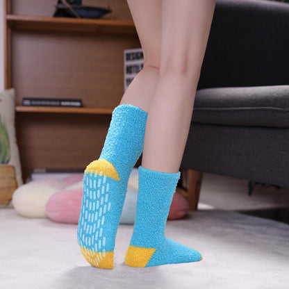 LINEMIN Non-Slip Fuzzy Socks for Women - Cozy Hospital Soft Fluffy Socks With Grips - Winter Warm Slipper