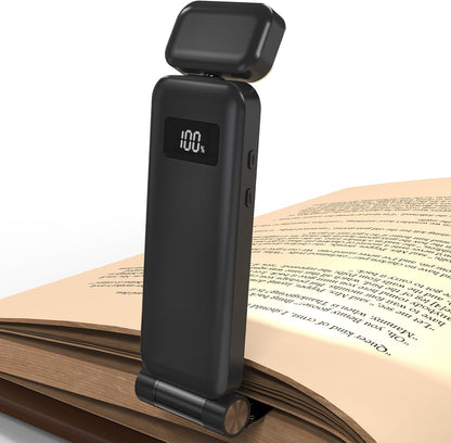 KTEBO 2 Pack Rechargeable Book Light Clip-On Reading Light for Books in Bed | 9 eye-friendly modes from 3 color temperatures and 3 brightness, USB-C up to 30 hrs - Black & Black