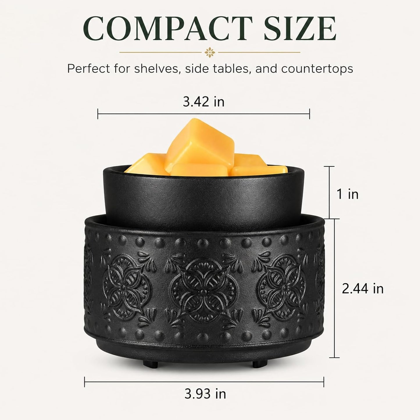 mocosa Ceramic Wax Melt Warmer, 3-in-1 Electric Wax Warmer for Scented Wax Melts, Flameless Candle Wax Burner for Home Fragrance, Bedroom Bathroom Office Decor, Gifts for Women Mom(Beige-Granular)