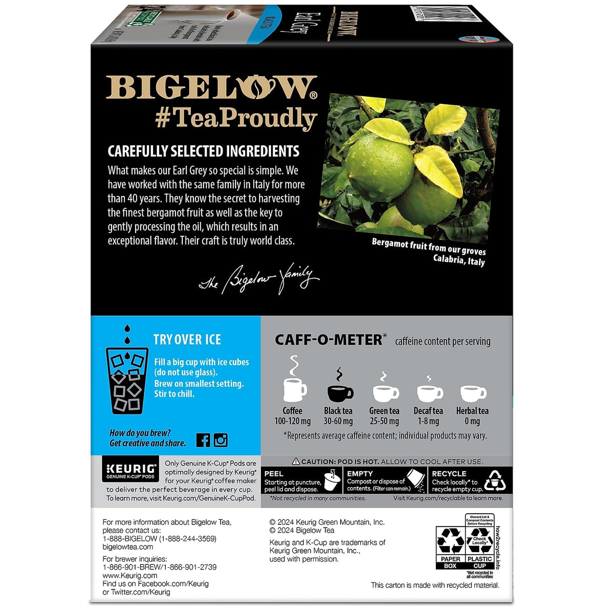 Bigelow Earl Grey Black Tea Keurig K-Cups, 24 Count Box (Pack of 1), Caffeinated 24 K-Cup Pods Total