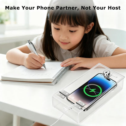 Cell Phone Lock Box, Mobile Phone Safe Jail Box with 2 Keys Transparent Storage Phone Locker Phone Acrylic Key Staff