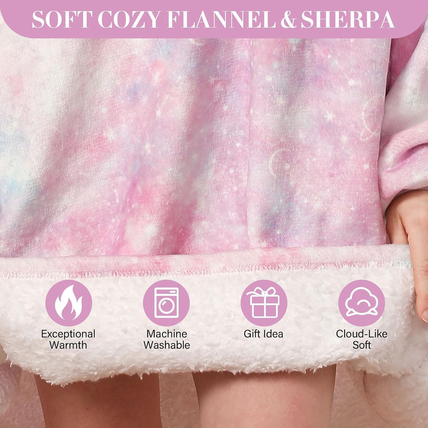 LetsFunny Blanket Hoodie,Oversized Wearable Sherpa Fleece Blanket Sweatshirt,Super Soft Warm Cozy with Giant Pocket,Gifts for Women Men Adults Teenagers, One Size Fits All