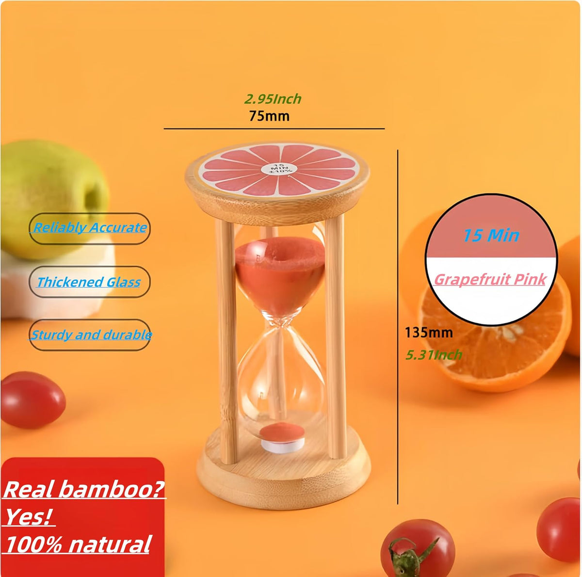 Mini Wooden Sand Timers,100% Bamboo Hourglass Sand Timers 1Min Sandglass Timer for Toothbrush Timer Games Classroom Home Office Cooking(Blue+1Min)