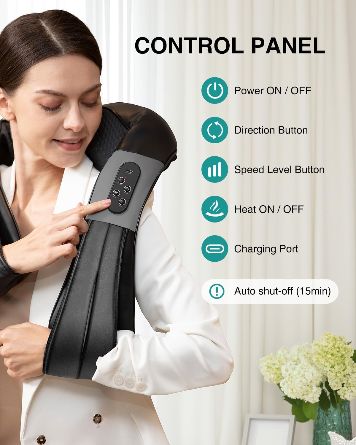 Nekteck Shiatsu Neck Massager with Heat, 2026 Upgraded Cordless Massage