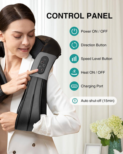 Nekteck Shiatsu Neck Massager with Heat, 2026 Upgraded Cordless Massage