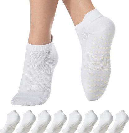 COOLMATE Pilates Socks with Grips for Women, Yoga Socks, Crew Non Slip Women for Barre, Pilates Gifts for Women - Colors B