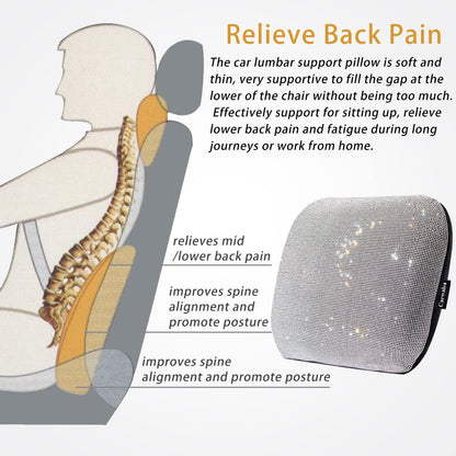 Carwales Emulsion Lumbar Support Pillow for Car Driving Seat Relax Soft Lower Back Support Home Office Chair Cushion Desk Accessories Waist Pain Relief Black
