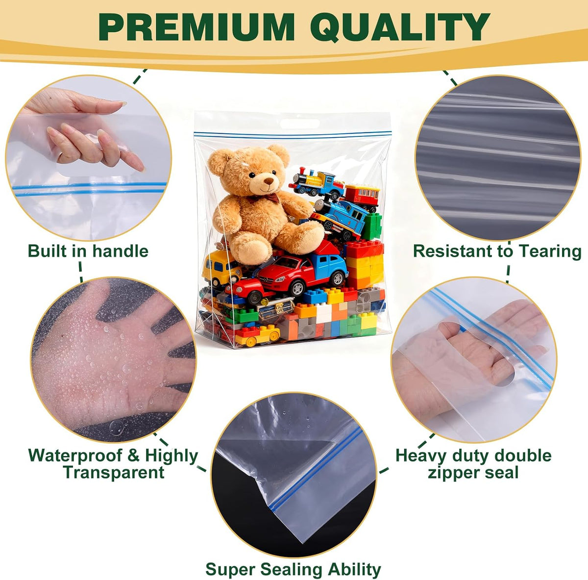 TUXIYA 20 PACK 25 Gallon Extra Large Storage Bags,35.5"x 24"x 7"Zipper Bags