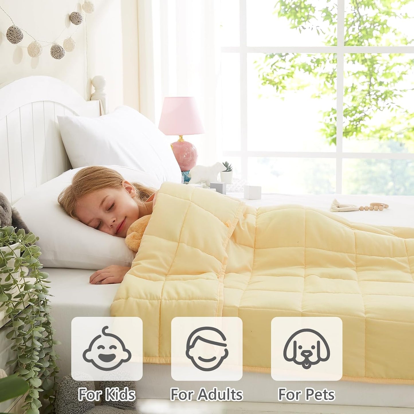 L'AGRATY Weighted Lap Pad 7lb: Small Weighted Blanket for Adults - Cooling Portable Travel Blanket for Relaxation Sleeping - Washable All-Season (29" x 24")