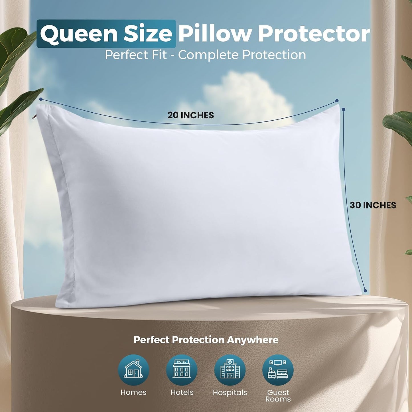 Utopia Bedding 4 Pack Pillow Protectors with Zipper Queen Size, Soft Brushed Microfiber Fabric Pillow Cases, Shrinkage and Fade Resistant Pillow Covers (White)