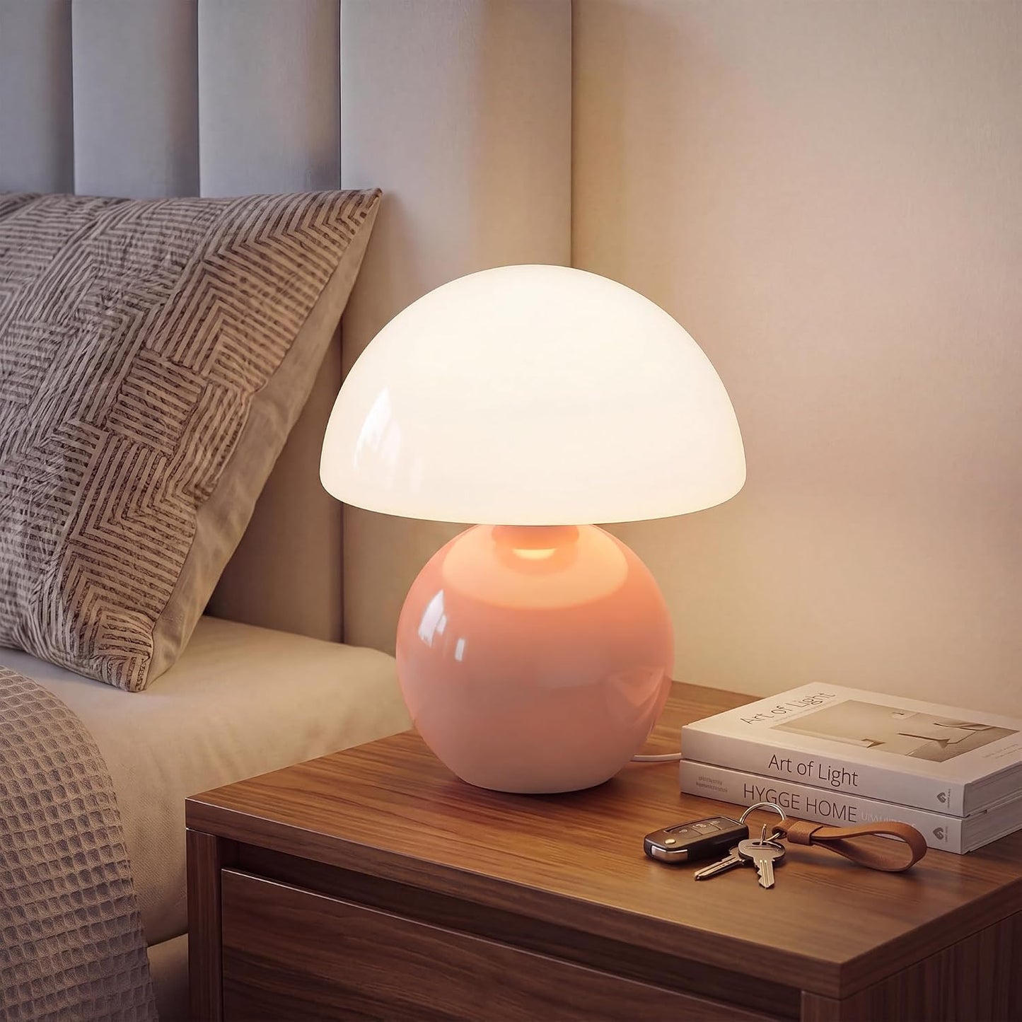 Dawnwake Mushroom Lamp Table Lamp for Bedroom,Desk Bedside Small Lamps for Living Room Night Stands,Mushroom Decor Cute Mini Modern Mid Century Lamps,Unique Aesthetic Home Living Room Decor(White)