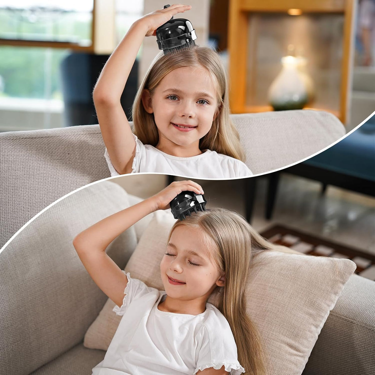 SHINLEA 2 in 1 Scalp Massager Hair Growth,Scalp Scrubber with Soft Silicone Bristles for Dandruff Removal,Shampoo Brush for Exfoliation,Head Massager for Both Wet and Dry Use (Black)