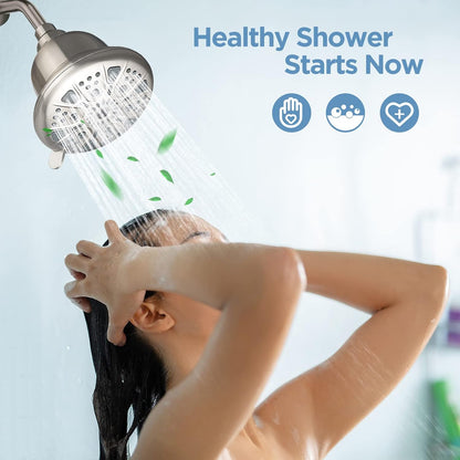 MakeFit Filtered Shower Head - High Pressure Shower Head with Filter for Hard Water Softener - 7 Settings Bathroom Rain Showerhead to Remove Chlorine and Heavy Metals (Chrome)