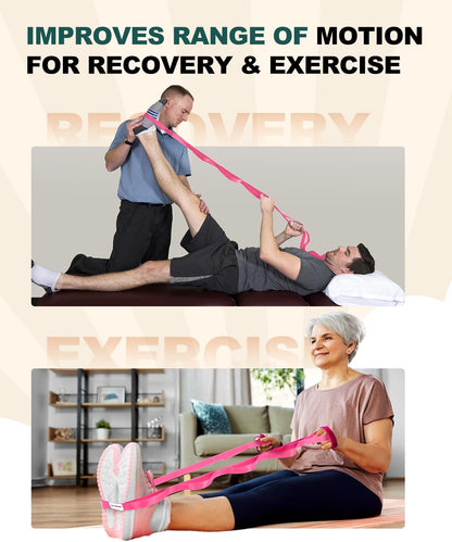 Trideer Non-Elastic Stretching Strap with Loops for Physical Therapy & Rehab, Knee Hip Leg ROM Post-Surgery, Yoga Strap for Stretching, Leg Lifter Strap Mobility Aid, Hamstring Calf Back