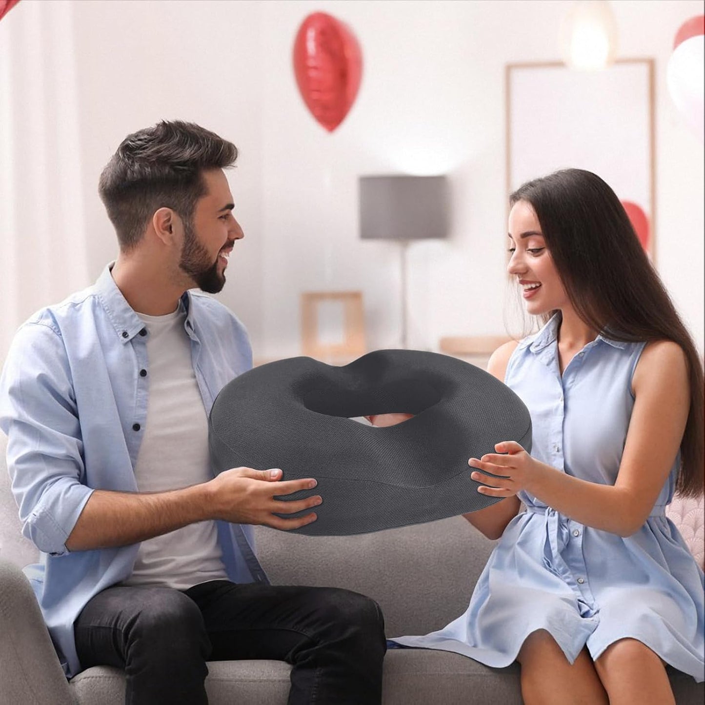 BlissTrends Donut Pillow Seat Cushion,Donut Chair Cushions for Postpartum Pregnancy & Hemorrhoids,Tailbone Pain Relief Cushion,Memory Foam Lifting Cushions for Office&Home Chairs (Black)