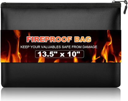 Fireproof Money Document Bag with Waterproof Zipper, 13.5" x 10"