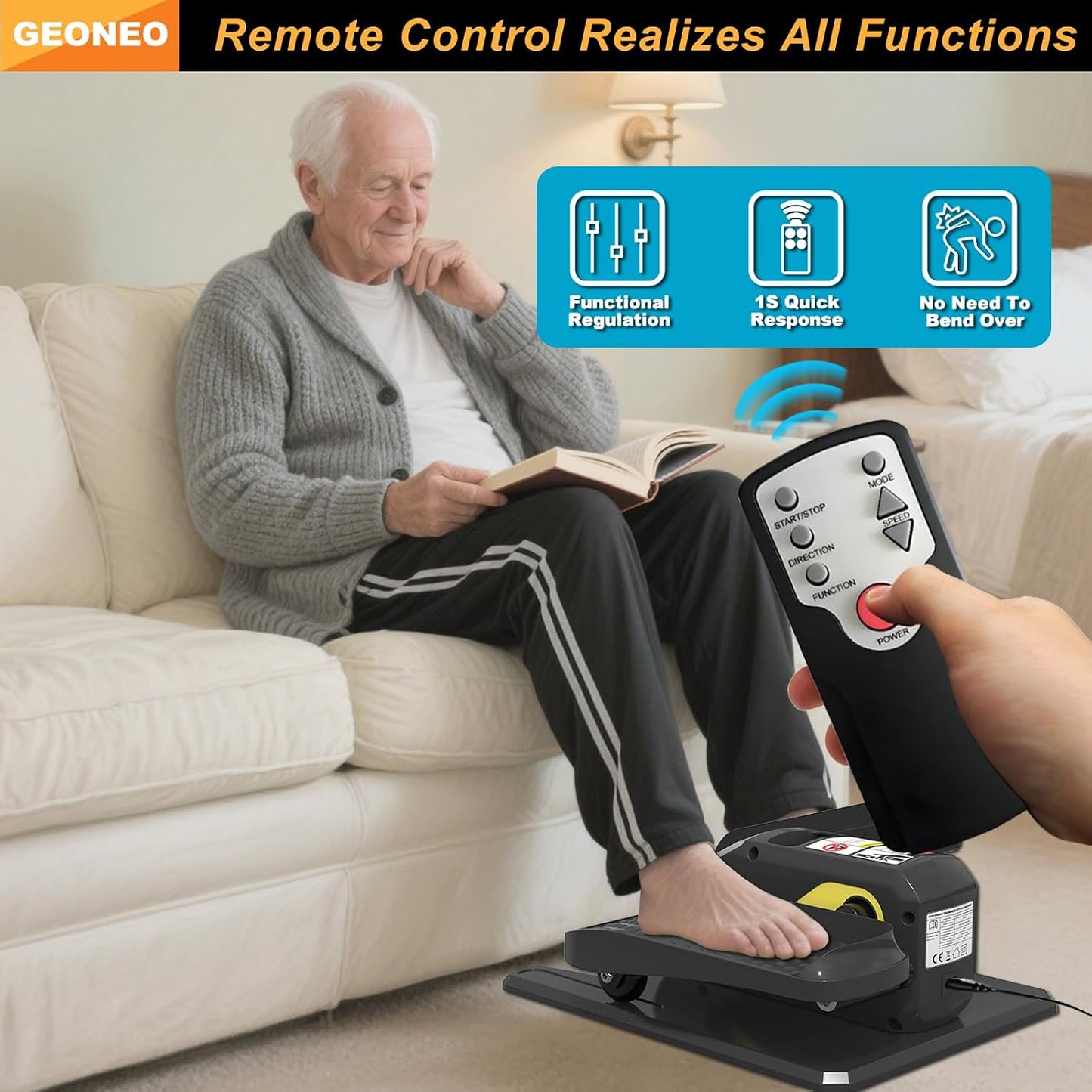 Under Desk Elliptical Machine, Electric Elliptical Exerciser for Senior, Quiet & Small Electric Seated Pedal Exerciser for Home with Monitor, Remote Control & 12 Adjustable Speeds