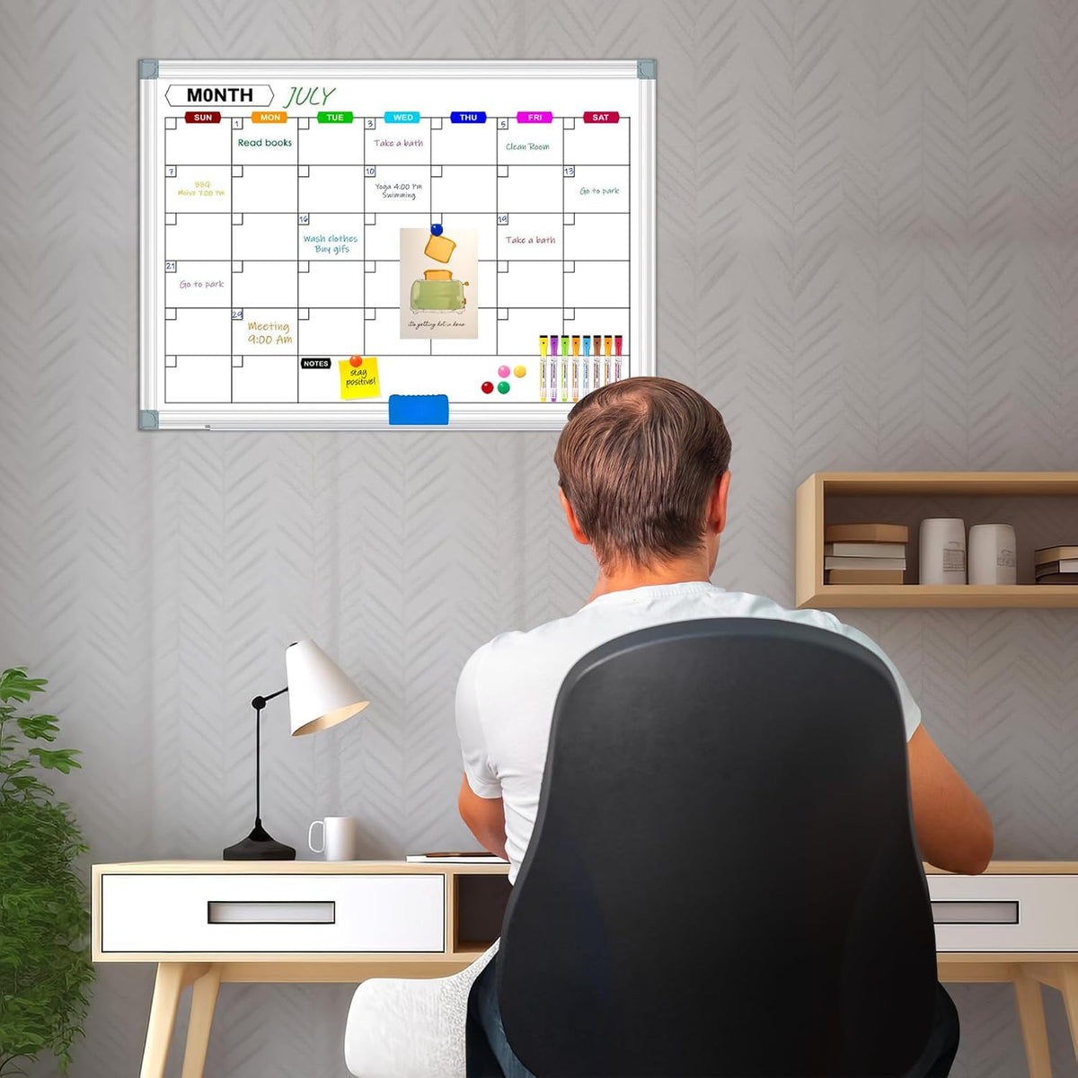Dry Erase Board Calendar for Wall, 36" x 24" Monthly Whiteboard