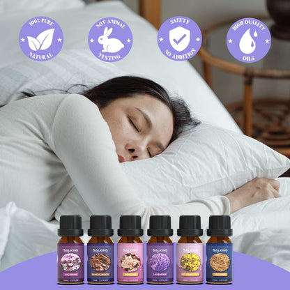 SALKING Floral Essential Oils Set, Premium Pure and Natural Essential Oils, Fragrance Oil Scented Oils for Oil Diffusers 6 x 10 ML - Lavender, Rose, Jasmine, Cherry Blossom, Gardenia, Chamomile