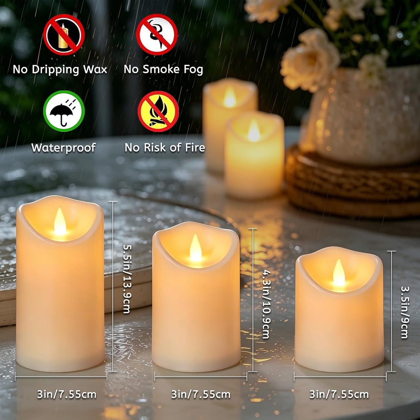 antizer Flameless Candles Led Candles Pack of 9 (H 4" 5" 6" 7" 8" 9" x D 2.2") Real Wax Battery Candles with Remote Timer for Home Fireplace Decor Wedding Festival Decor (Ivory 9 Pack)