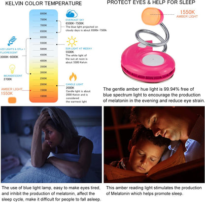 LUXSWAY Rechargeable Reading Book Light for Kids,LED Reading Lights for Books in Bed,Amber Book Light with Magnetic,Flexible Gooseneck,Cute Bookmark Lights for Bookworms-Orange