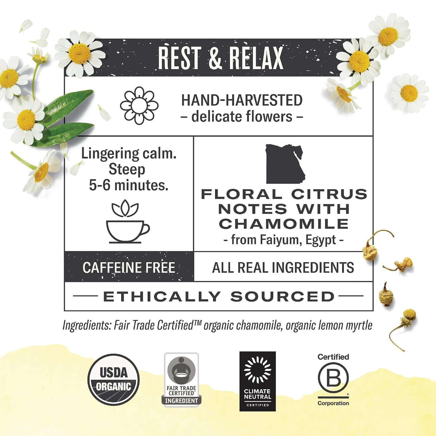 Numi Organic Chamomile Lemon Tea, 54 Herbal Tea Bags, Caffeine Free