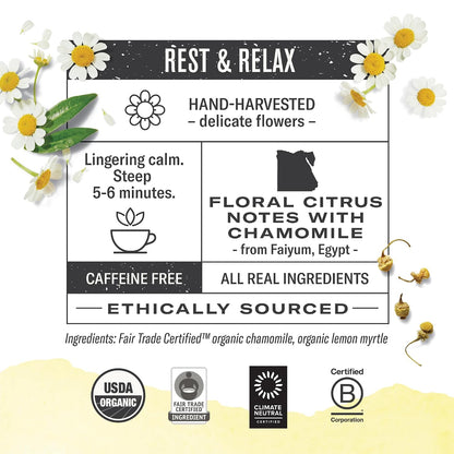 Numi Organic Chamomile Lemon Tea, 54 Herbal Tea Bags, Caffeine Free