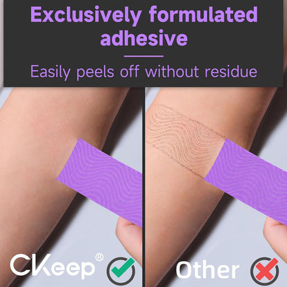CKeep Kinesiology Tape, Uncut Premium Elastic Athletic Tape 2 Rolls, Beige | Original Cotton Latex Free Kinetic Tape, Breathable & Waterproof Sports Tape for Muscle and Joint Support, 2inch x 16ft