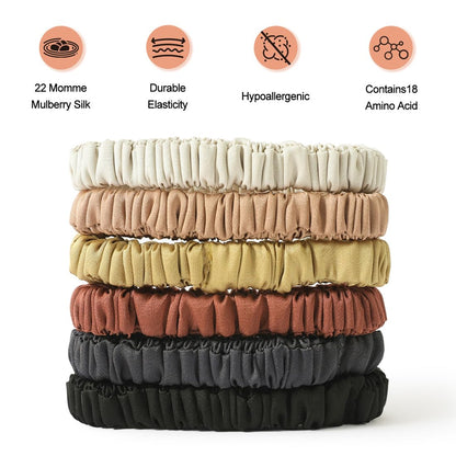 6PCS Silk Scrunchies for Hair, 100% Mulberry Silk Hair Ties, Scrunchies for Women Girls, Elastic Ponytail Holders No Damage