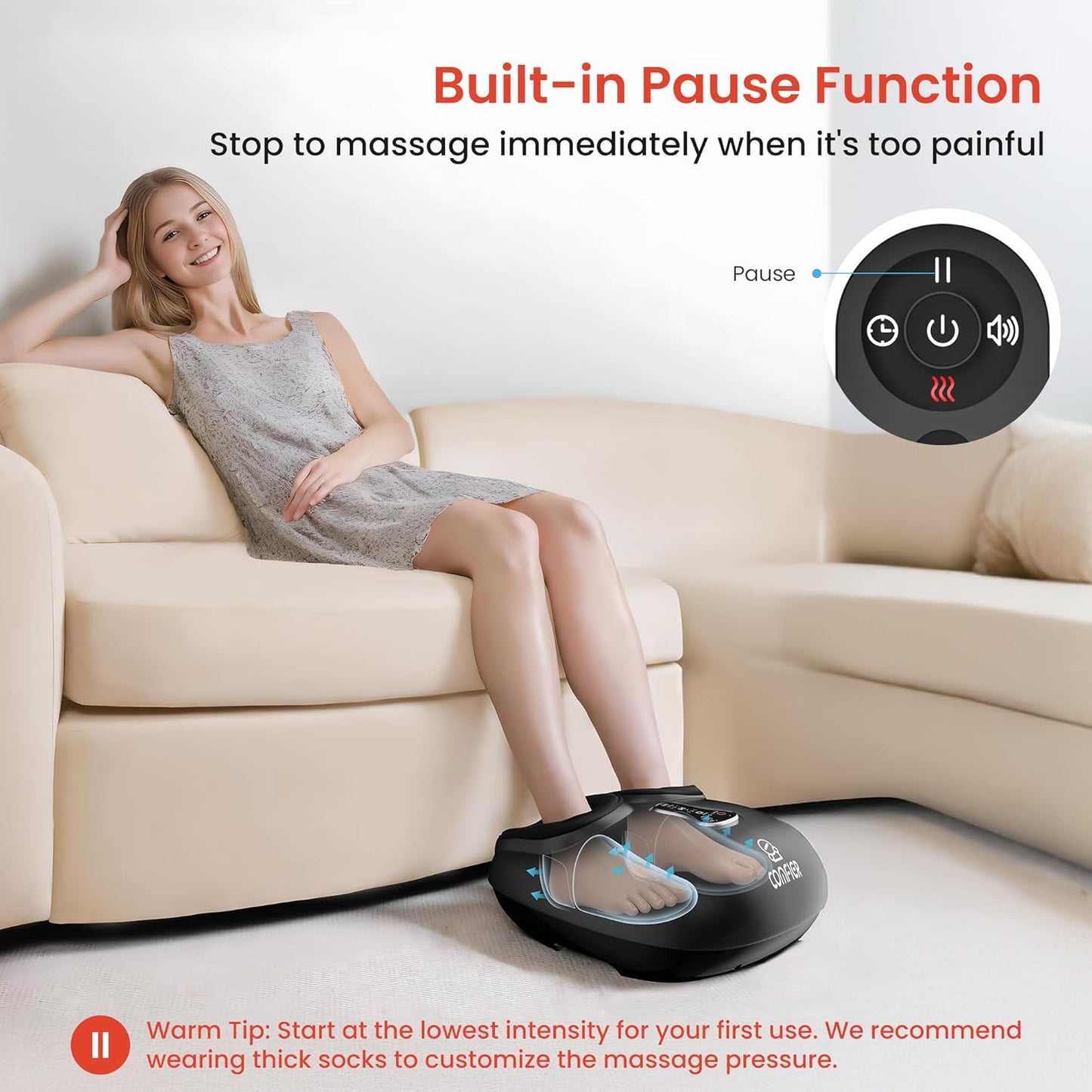 COMFIER [2026 Gift for Men,Women,Shiatsu Foot Massager with Fast Heat,Kneading Rolling Compression,Extra Vibration, FSA Eligible HSA Store, Plantar Fasciitis,Neuropathy Pain, Bigger Size 13IN
