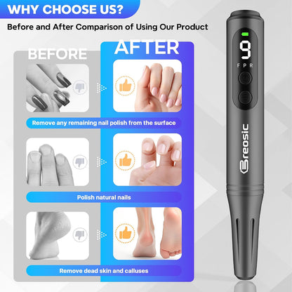 Electric Nail Drill Professional 35000RPM,Rechargeable Electric Nail File Cordless with 9-Speed & LED Display,12-in-1 Portable Manicure Pedicure kit for Acrylic Gel Dip Powder Nails (Purple)