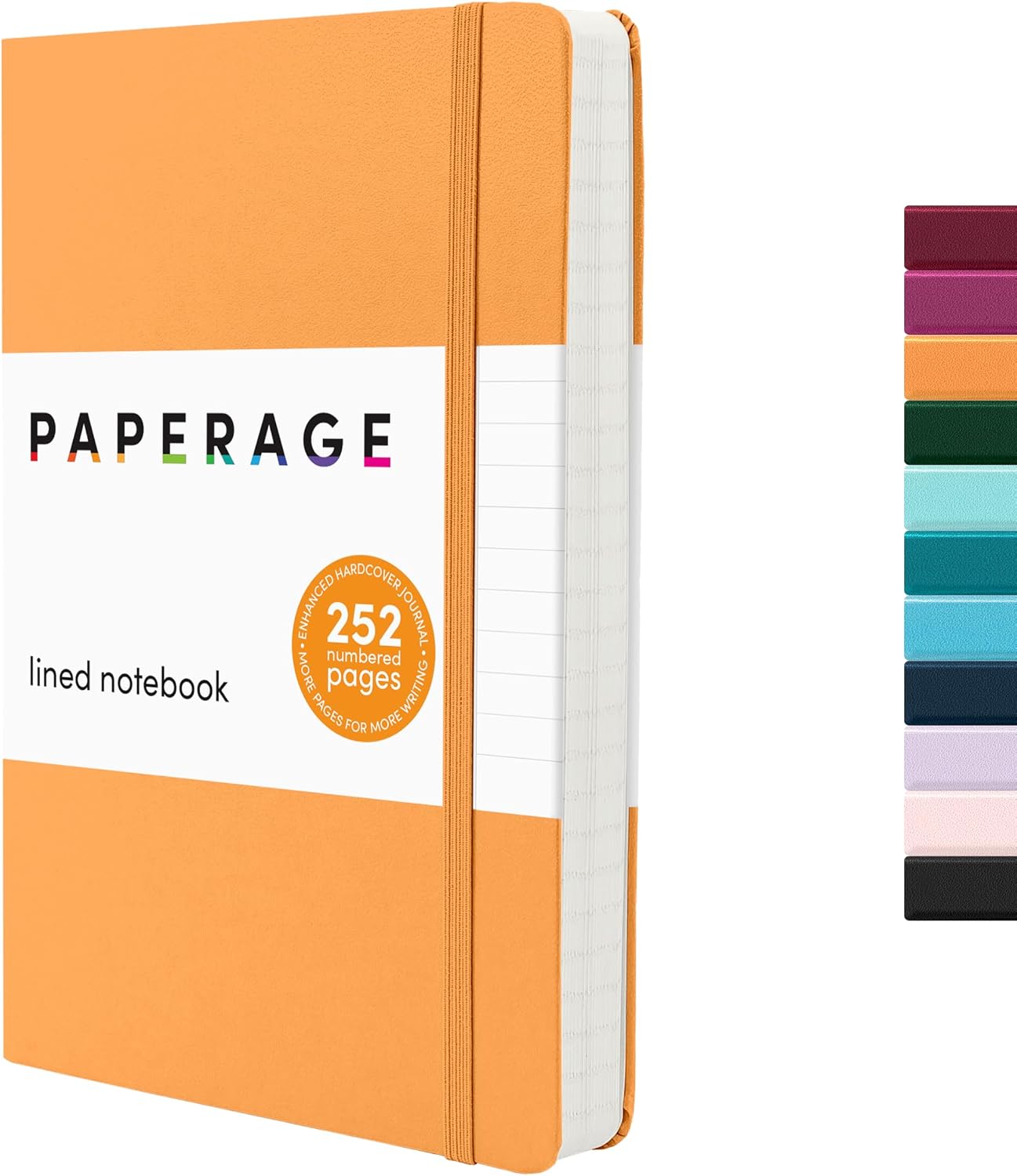 PAPERAGE Lined Journal Notebook, Hardcover Journal for Women & Men, 160 Pages, (5.6 in x 8 in), College Ruled Journaling Notebook for Work, School Supplies & Note Taking, (Black)