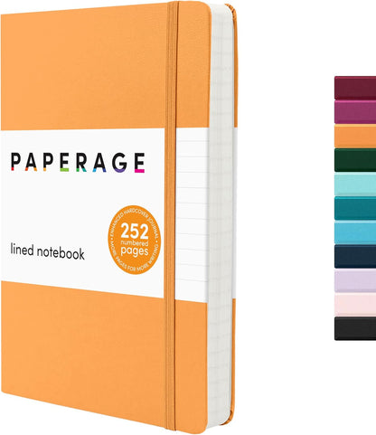 PAPERAGE Lined Journal Notebook, Hardcover Journal for Women & Men, 160 Pages, (5.6 in x 8 in), College Ruled Journaling Notebook for Work, School Supplies & Note Taking, (Black)