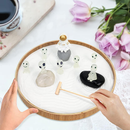 Mini Zen Garden for Desk Bodhi Tree and Buddha | Desktop Sand Tray Japanese Zen Garden Kit for Therapy Office Decor, Home Decor, Meditation Gifts