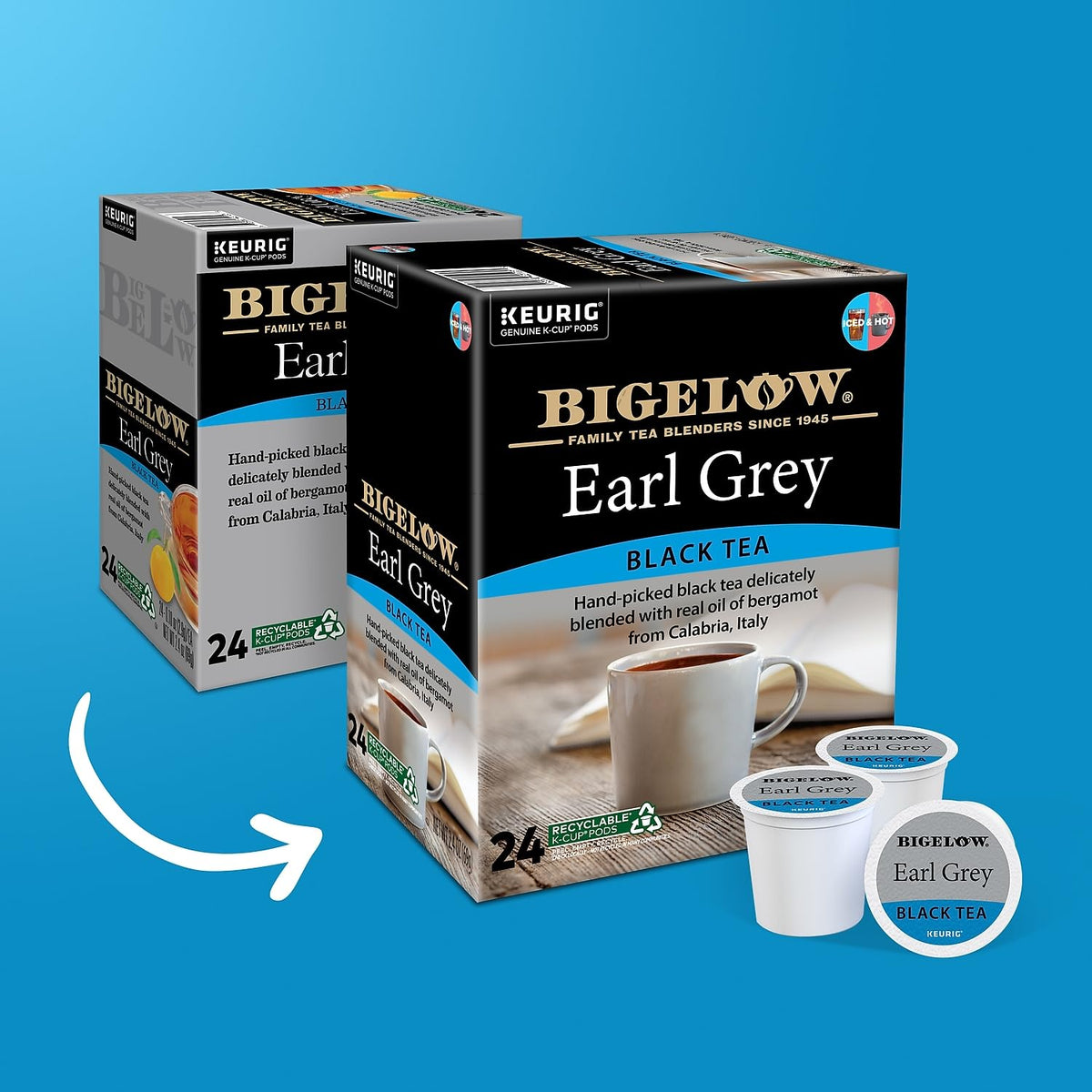 Bigelow Earl Grey Black Tea Keurig K-Cups, 24 Count Box (Pack of 1), Caffeinated 24 K-Cup Pods Total
