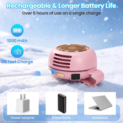 Portable Silent Mini Bladeless Fan Clip On, Adjustable 5 Speeds 360° Rotatable Clip on Fan for Shirt & Waist, USB Rechargeable Small Whirlwind Fans, For Outdoor & Travel & Office (White)
