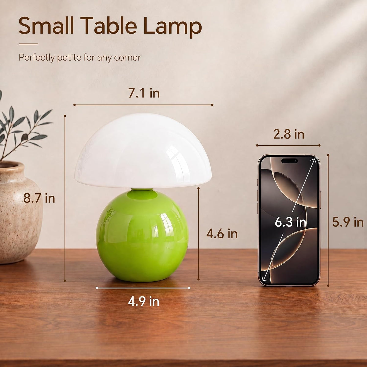 Dawnwake Mushroom Lamp Table Lamp for Bedroom-Small Desk Table Lamps,White