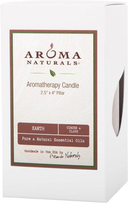 Aroma Naturals Essential Oil Orange and Lemongrass Scented Pillar Candle, Ambiance, 2.5 inch x 4 inch, Yellow