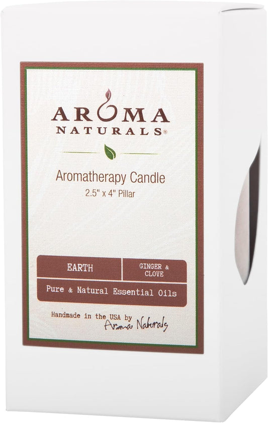 Aroma Naturals Essential Oil Orange and Lemongrass Scented Pillar Candle, Ambiance, 2.5 inch x 4 inch, Yellow
