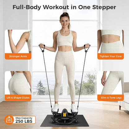 Rock Stepper Side to Side, Rocking Stepper with Lateral Motion, Compact Side Stepper for Home & Apartment, Low Impact Workout Machine (Black)