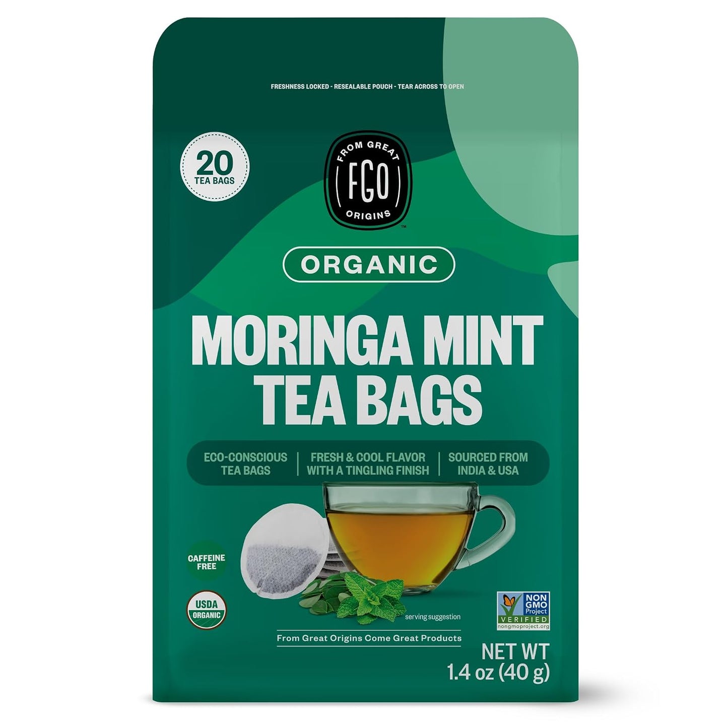 FGO Organic Chamomile Tea, 100 Count, Eco-Conscious Tea Bags, Resealable Bag, Packaging May Vary (Pack of 1)