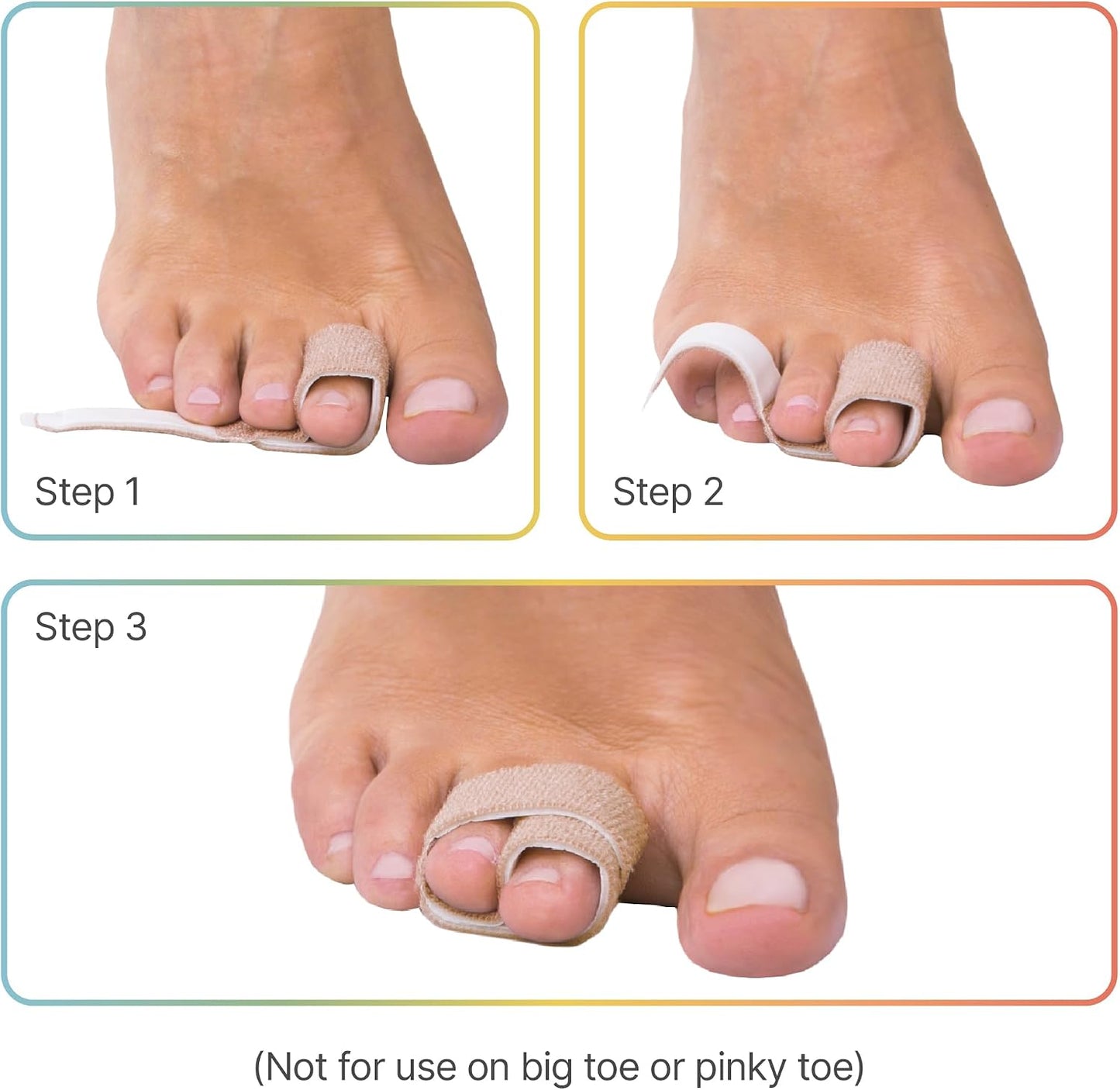 ZenToes Hammer Toe Corrector for Women & Men - Reusable Fabric Buddy Wraps for Broken Toes - Cushioned Toe Splint for Protection & Recovery & Hammertoe Straightener - 4 Count (OSFM, Beige)