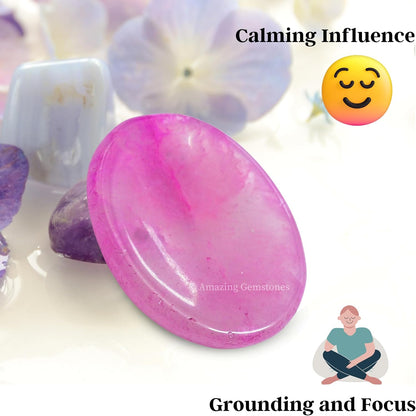 Amazing Gemstone Labradorite Thumb Worry Stone, Anxiety Stone, Healing Crystals - Piedra Crystal Fidget for Gift, Meditation, Calming, Relaxation, Stress Relief - Colors C